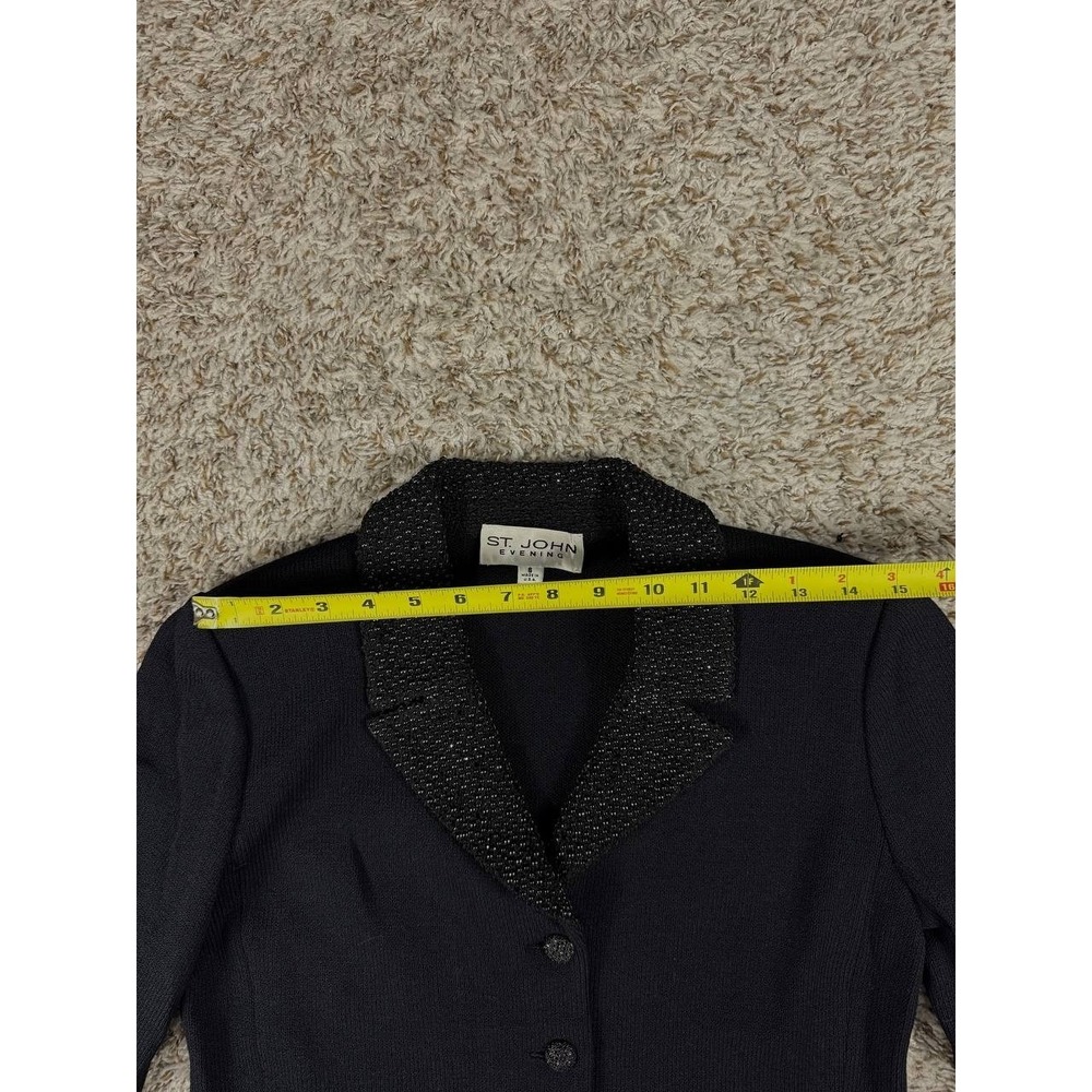 St. John Evening Beaded Santana Knit Pants Suit Set Black Women's Size 6 USA - Picture 9 of 16